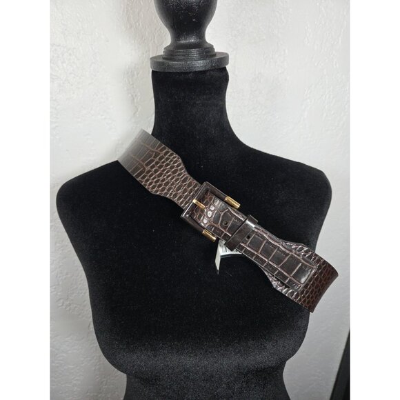 Anne Klein Brown Reptile Belt Genuine Leather Size Large - 1021023 - Picture 1 of 5